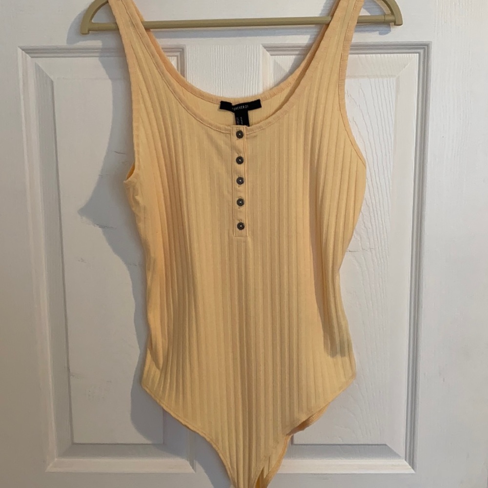 Yellow ribbed bodysuit from Forever 21